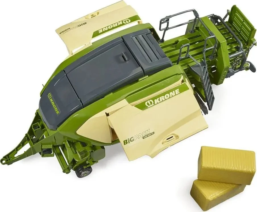 BRUDER Krone BigPack 1290HDP VC presas su dviem šieno ryšuliais, 02033
