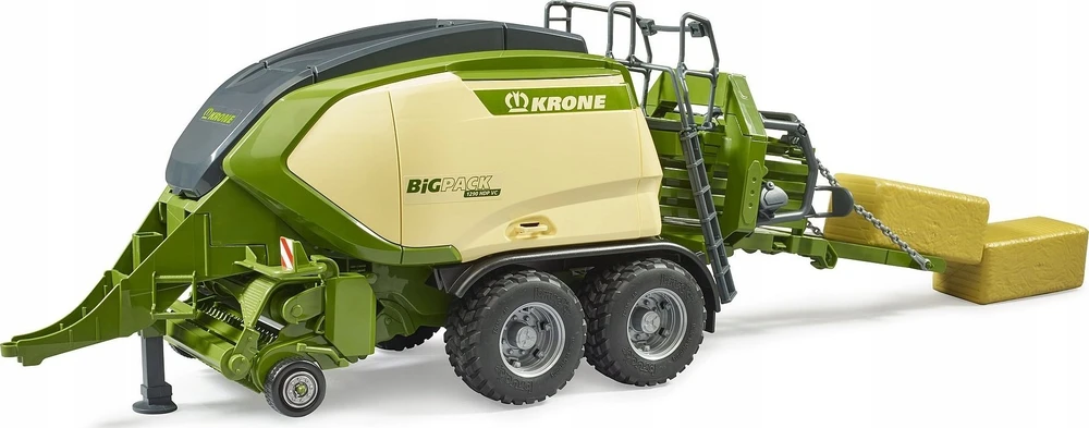 BRUDER Krone BigPack 1290HDP VC presas su dviem šieno ryšuliais, 02033