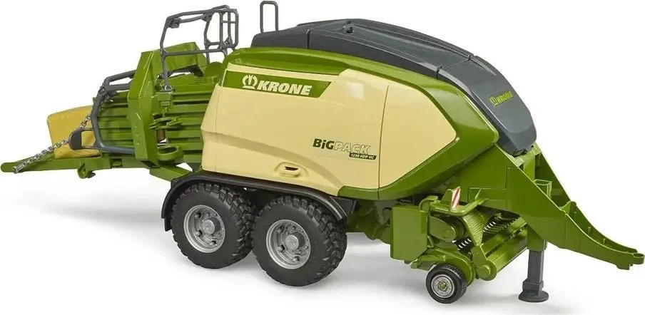 BRUDER Krone BigPack 1290HDP VC presas su dviem šieno ryšuliais, 02033