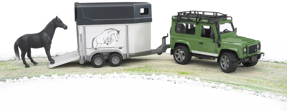 BRUDER džipas Land Rover su arklių priekaba 02592