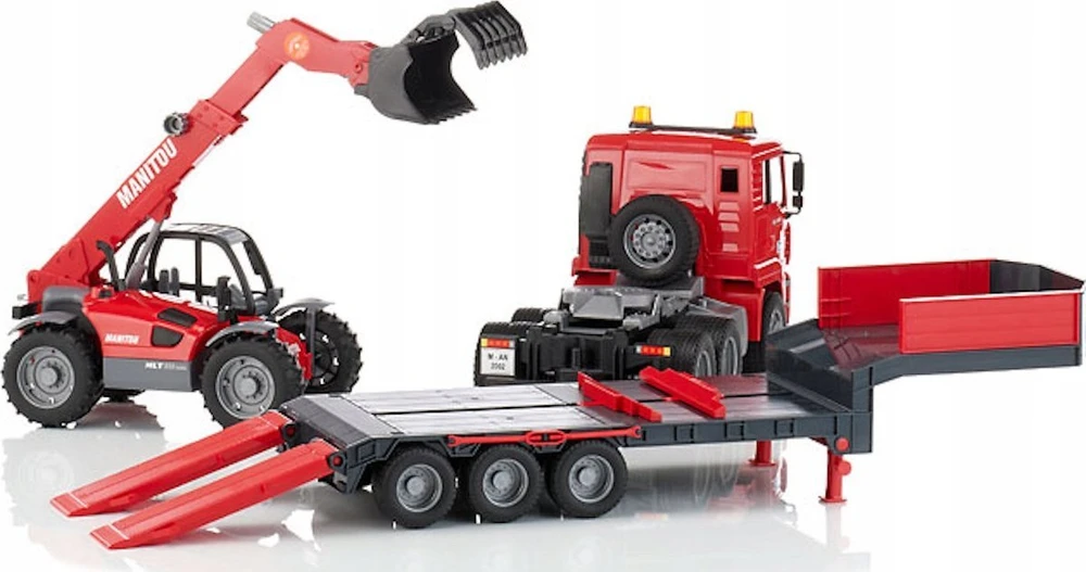 BRUDER 1:16 MAN TGA žemo profilio sunkvežimis su teleskopiniu krautuvu MLT 633, 02774
