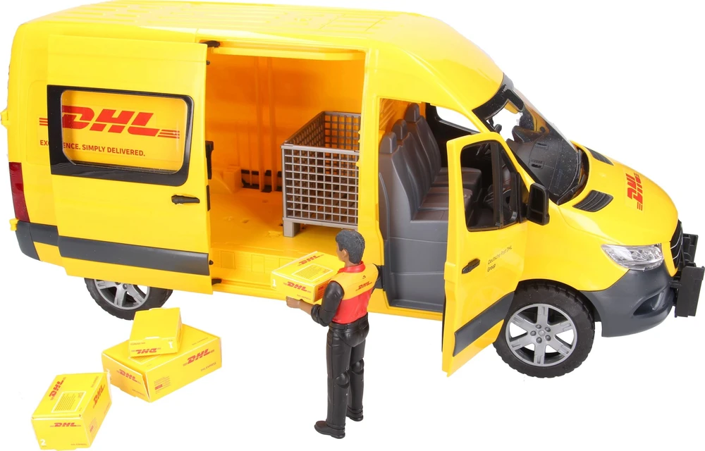 BRUDER 1:16 siuntų pristatymo furgonas MB Sprinter DHL su vairuotoju, 02671