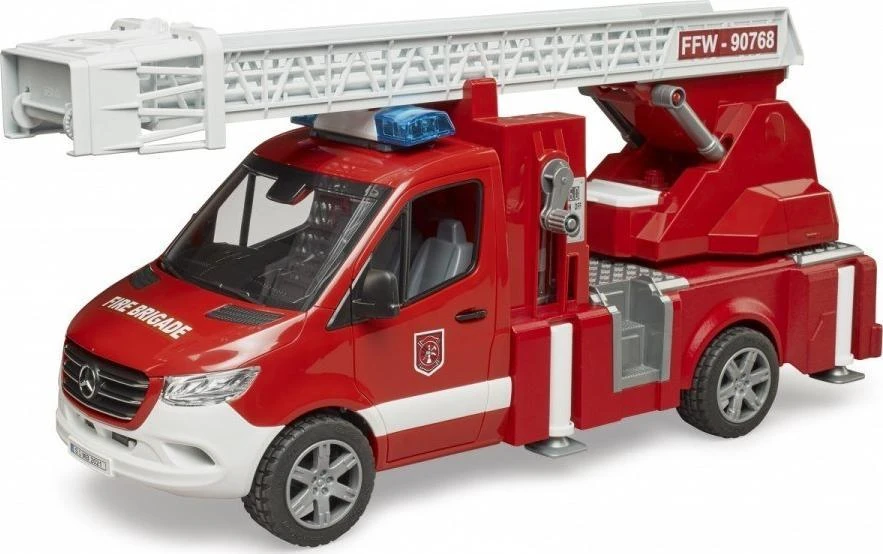 BRUDER MB Sprinter priešgaisrinė tarnyba su pasukamomis kopėčiomis ir siurbliu, 02673