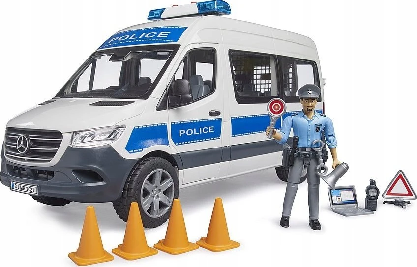 Bruder Rinkinys „Mercedes-Benz Sprinter“ policijos rinkinys su figūrėle ir šviesos/garso moduliu