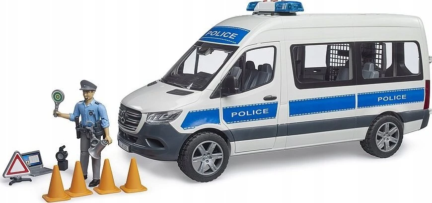 Bruder Rinkinys „Mercedes-Benz Sprinter“ policijos rinkinys su figūrėle ir šviesos/garso moduliu