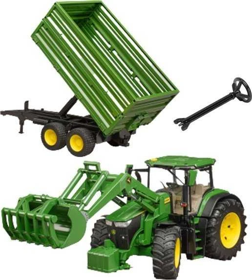 Traktorius su krautuvu ir priekaba Bruder 03155 John Deere 7R 350