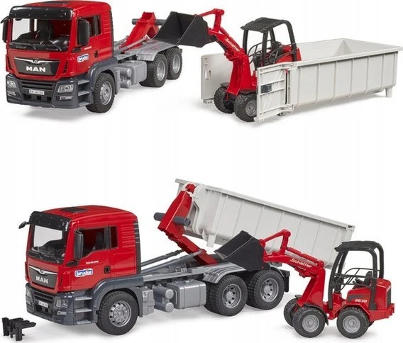 BRUDER 1:16 MAN TGS suknvežimis su konteineriu ir krautuvu, 03767