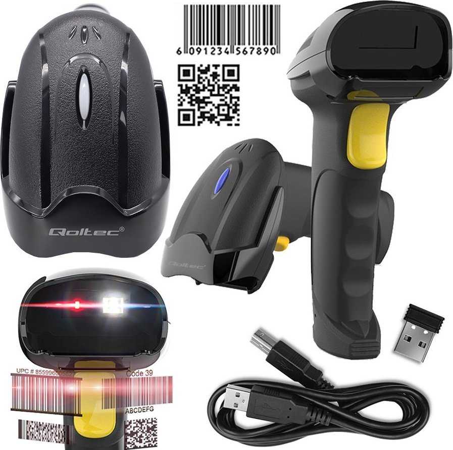 QOLTEC 50856 belaidis 1D/2D brūkšninių kodų skaitytuvas / 2,4 GHz