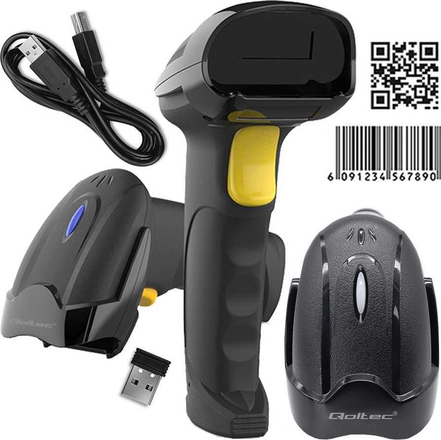 QOLTEC 50856 belaidis 1D/2D brūkšninių kodų skaitytuvas / 2,4 GHz