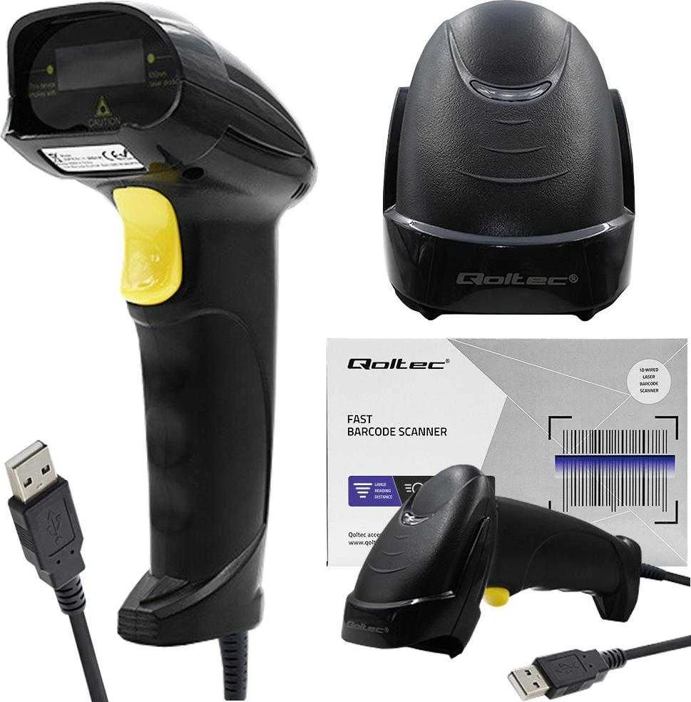 QOLTEC 50876 lazerinis scanner 1D USB Juodas