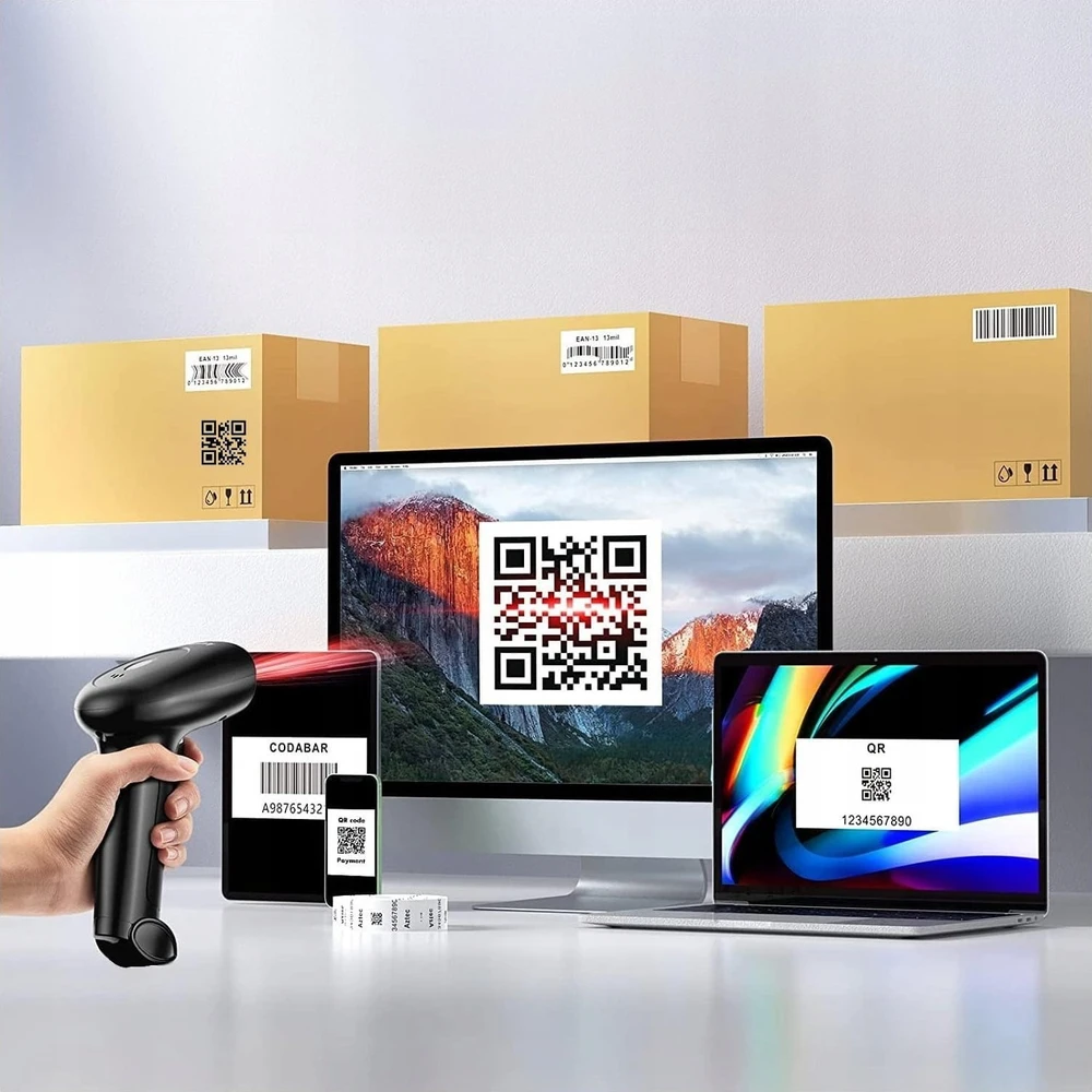 Skaitytuvas kodów kreskowych Zenwire Skaitytuvas Skaner Kodów Kreskowych QR 1D 2D ze Stacją Dokującą USB Belaidis W2503