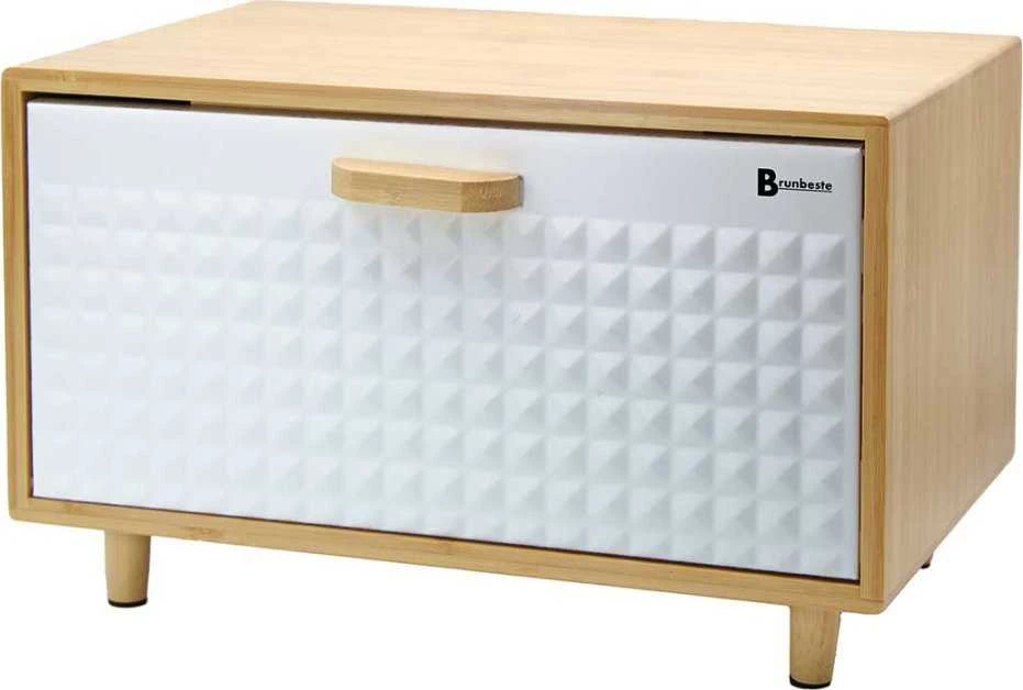 Bambukinė duonos dėžutė duonos indelis BRUNBESTE BB-4251 Baltas