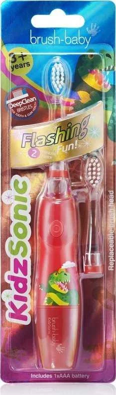 Brush-Baby ŠEPETĖLIS BABY_Kidz Sonic dantų šepetėlis vaikams nuo 3 metų, dinozauras