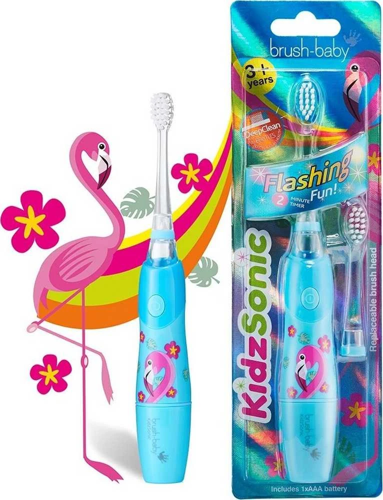 Dantų šepetėlis Brush-Baby -baby Šepetys-baby KIDZSONIC FLAMINGO Mėlyna