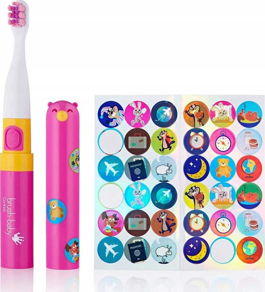 Brush-baby -Baby Go-Kidz kelioninis sonic dantų šepetėlis vaikams nuo 3 metų Mėlynas/rožinis