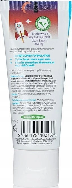 Brush-Baby -Baby Rocket dantų pasta vaikams 3+ Blueberry 50ml