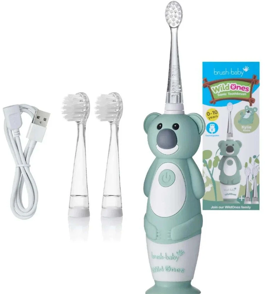 Brush-Baby -Baby „WildOnes“ ultragarsinis dantų šepetėlis vaikams nuo 0 iki 10 l, Kylie Koala skonio