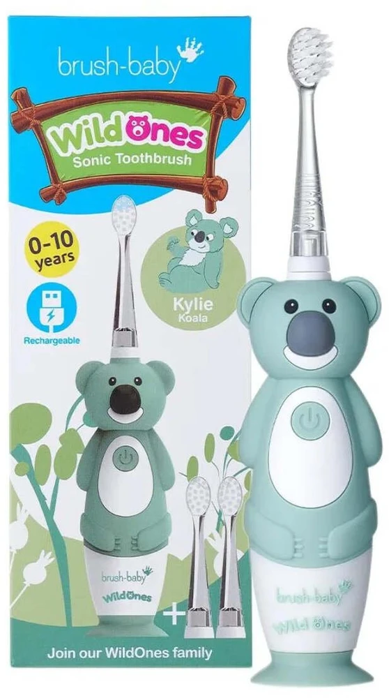 Brush-Baby -Baby „WildOnes“ ultragarsinis dantų šepetėlis vaikams nuo 0 iki 10 l, Kylie Koala skonio