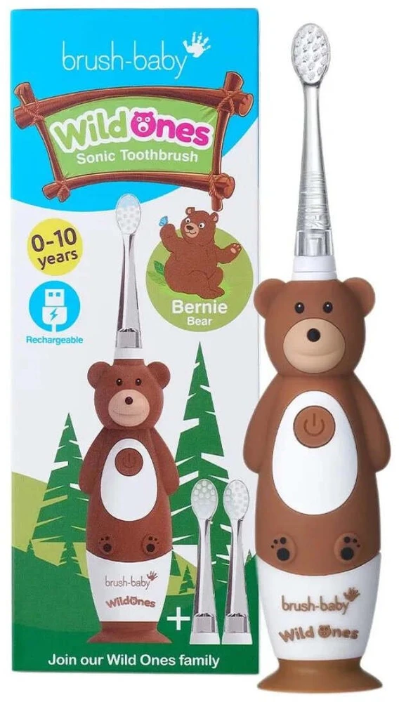 Brush-Baby ŠEPETĖLIS BABY_Wild Ones ultragarsinis dantų šepetėlis vaikams Bernie Bear