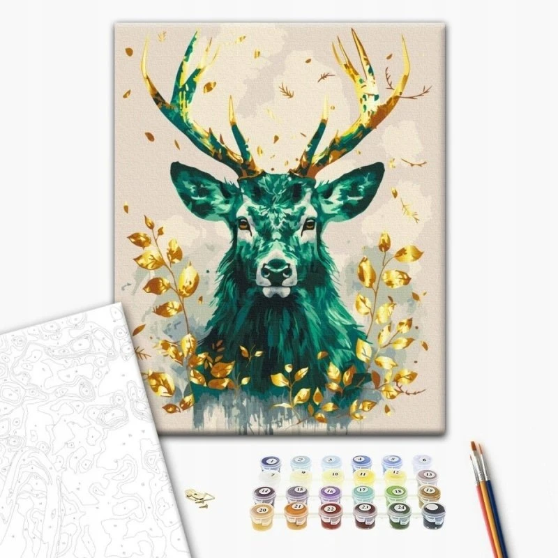 BRUSHME dažai pagal skaičius BRUSHME, 40x50 cm, auksinė, smaragdinio miško karūna, 1 vnt., dėžutėje