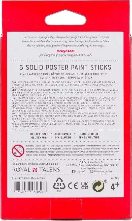 BRUYNZEEL SAKURA Bruynzeel Plakatų dažų rinkinys Basic | 6 spalvos