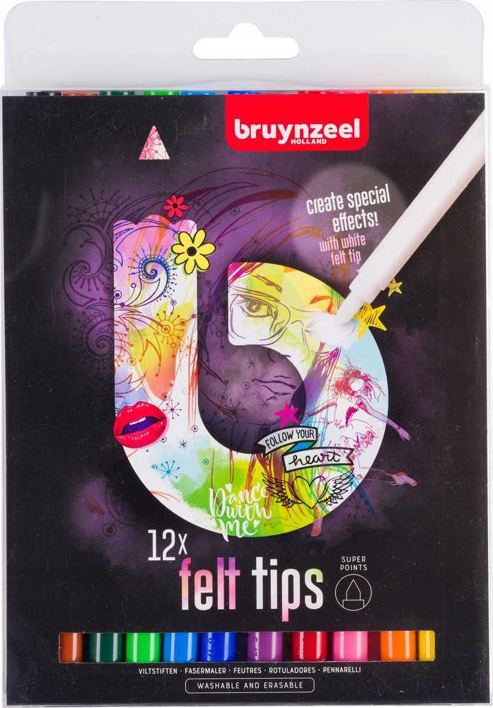 BRUYNZEEL SAKURA Bruynzeel Super point veltinio antgalių rinkinys, lengvas | 12 spalvų