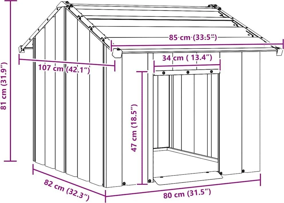 šunų namelis su stogu 85x107x81 cm cinkuoto plieno