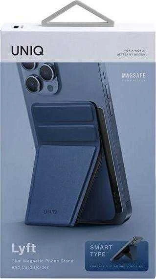 Dėklas UNIQ Lyft magnetinis telefono stovelis ir kortelių laikiklis mėlynos spalvos