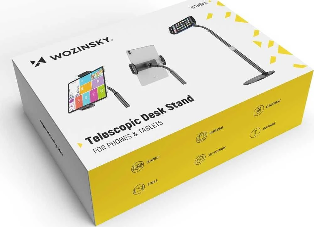Wozinsky stovas planšetiniam kompiuteriui ir telefonui ant stalo juodas (WTHBK4)