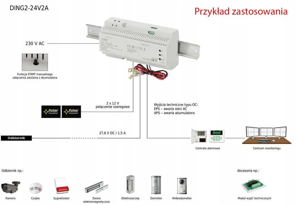 BUFERINIS IMPULSINIS MAITINIMO ADAPTERIS DING2-24V3A PULSAR