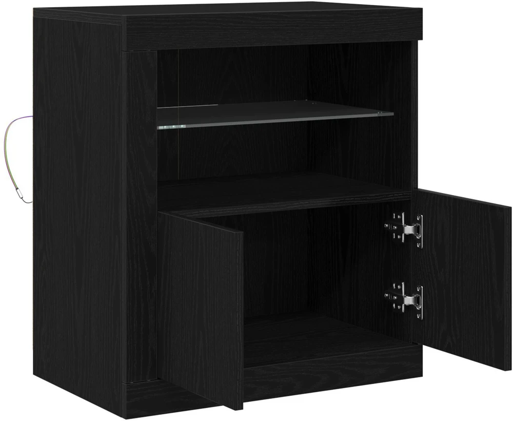 LED Bufetas Juoda 60,5 x 37 x 67 cm Apdirbta mediena