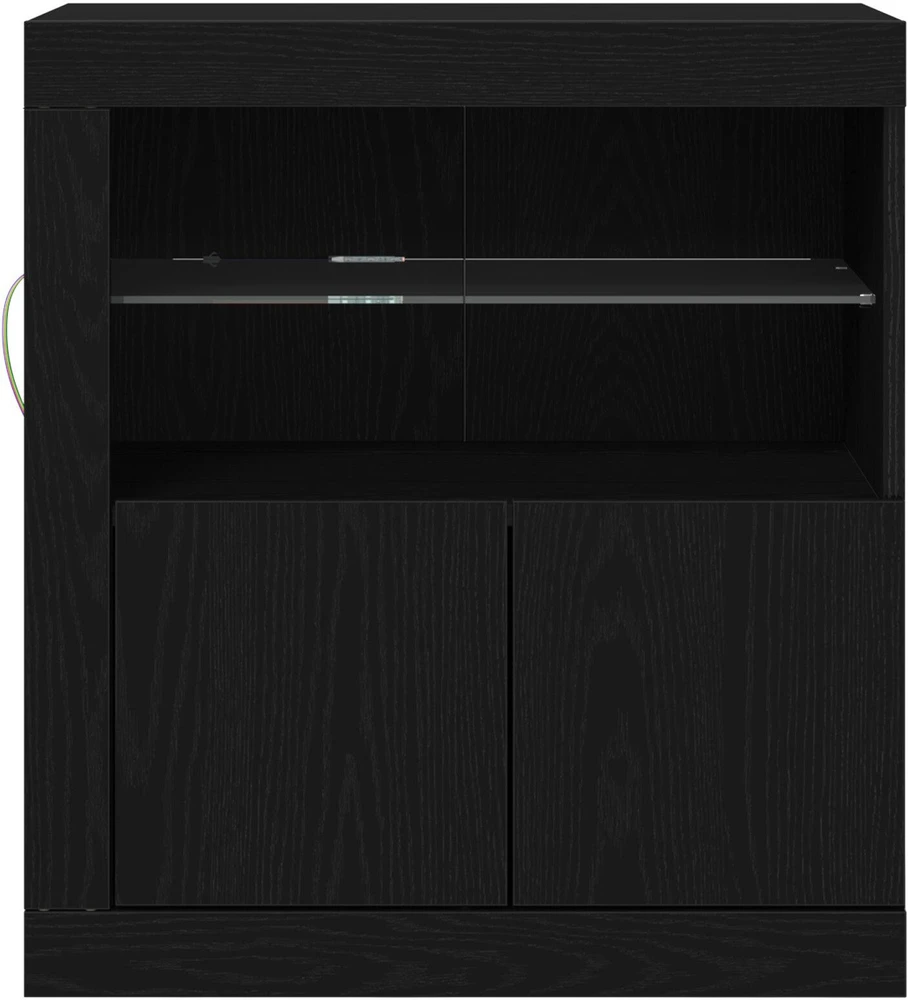 LED Bufetas Juoda 60,5 x 37 x 67 cm Apdirbta mediena