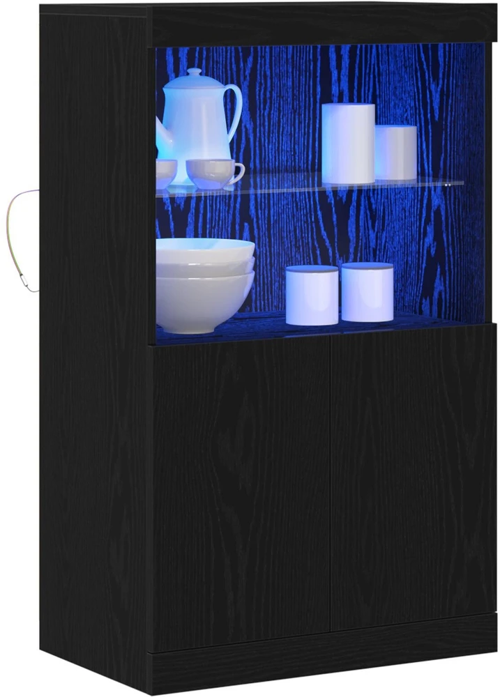 LED Bufetas Juoda 60 x 37 x 100 cm Apdirbta mediena