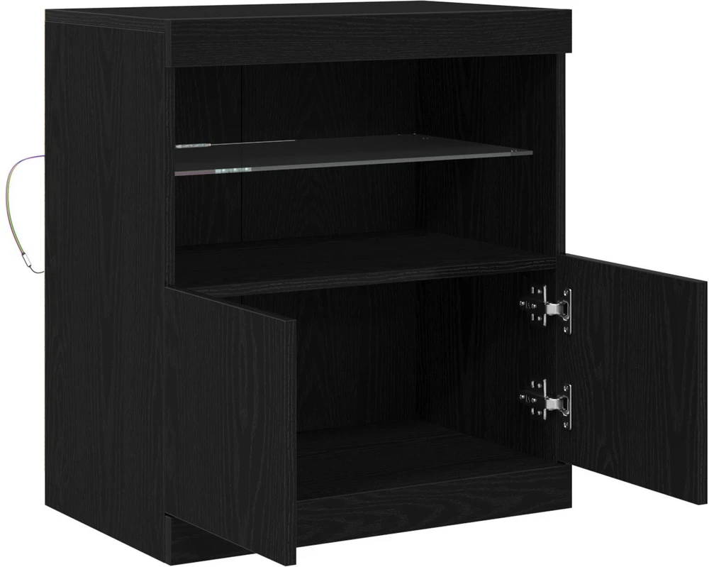 LED Bufetas Juoda 60,5 x 37 x 67 cm Apdirbta mediena