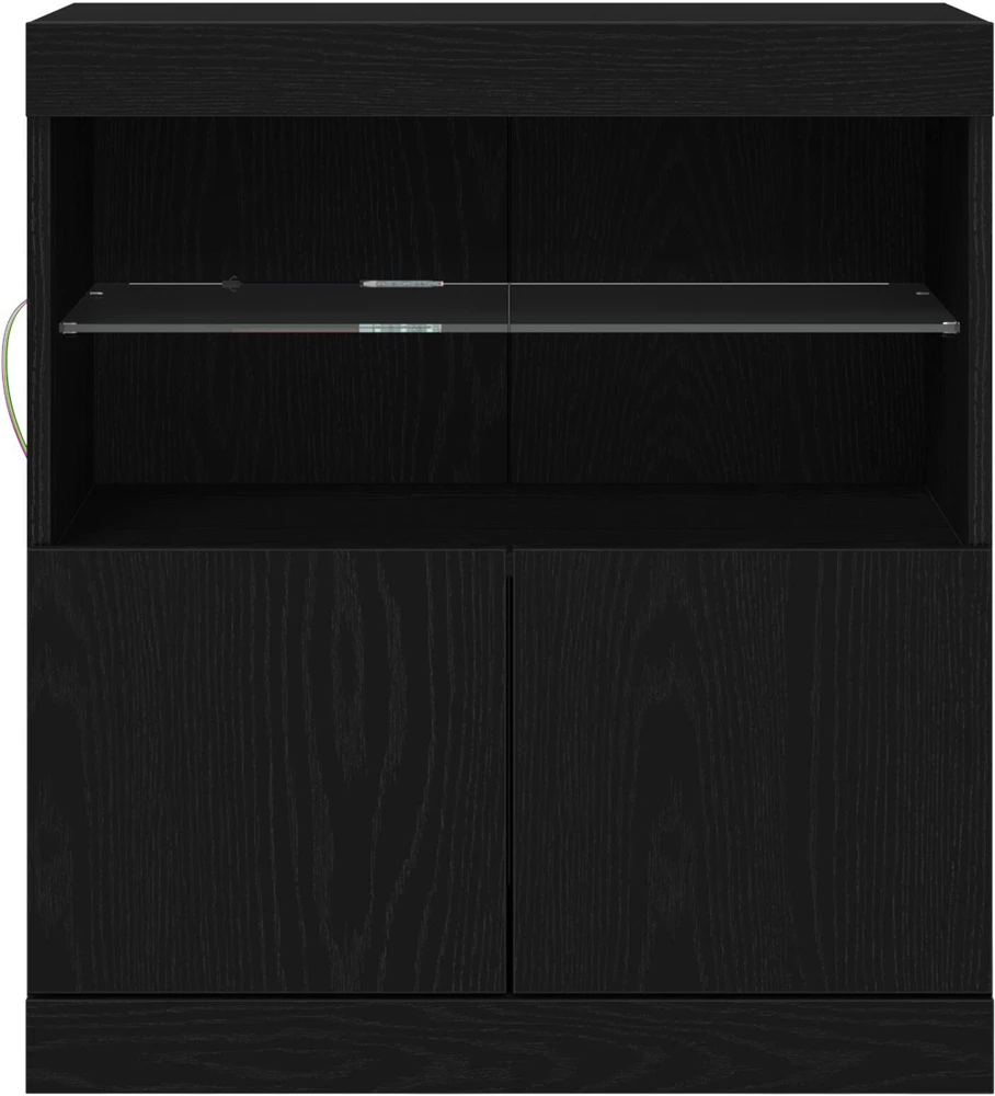 LED Bufetas Juoda 60,5 x 37 x 67 cm Apdirbta mediena