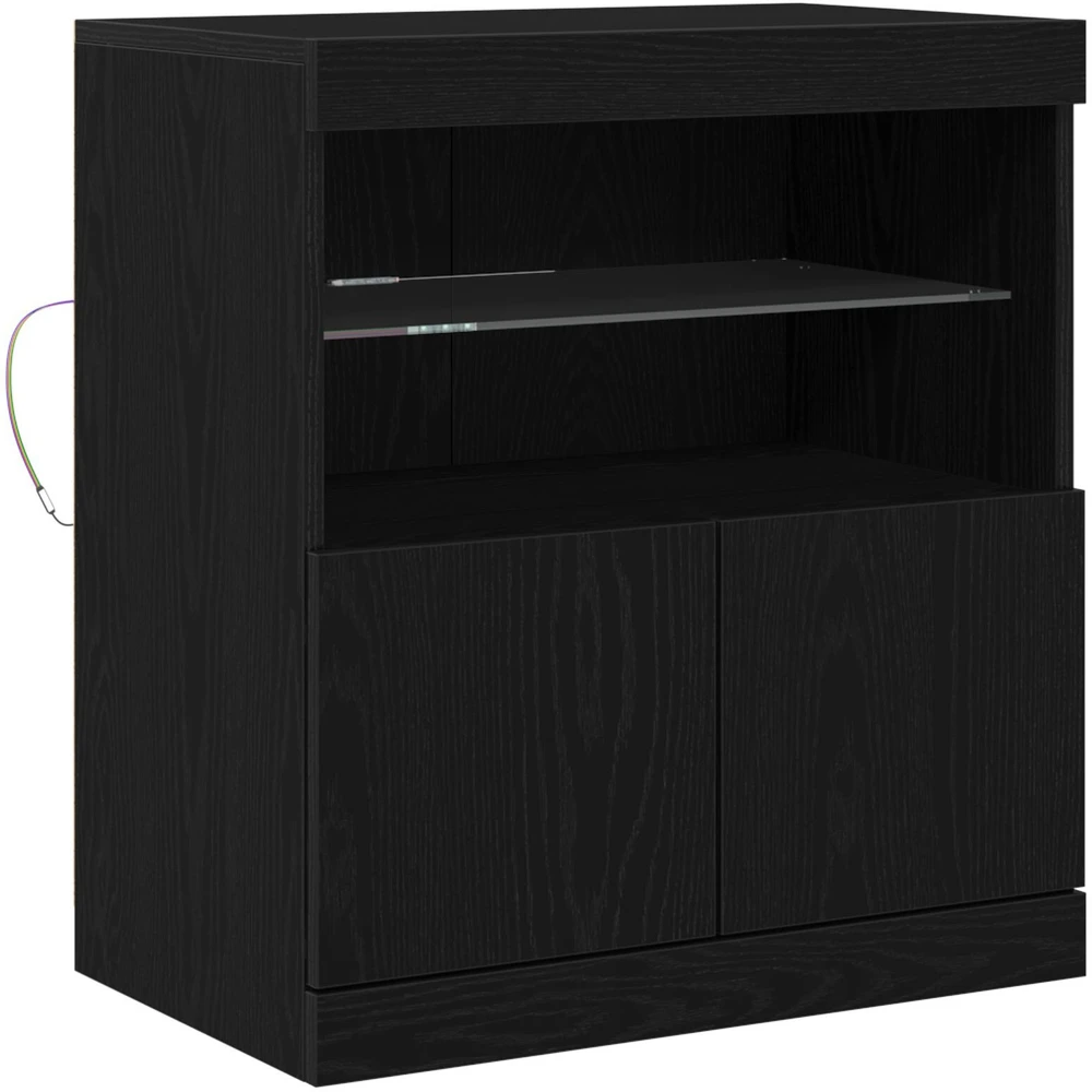 LED Bufetas Juoda 60,5 x 37 x 67 cm Apdirbta mediena