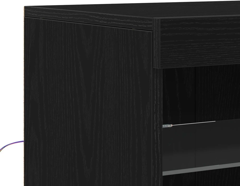 LED Bufetas Juodas ąžuolas 60,5 x 37 x 100 cm Apdirbta mediena