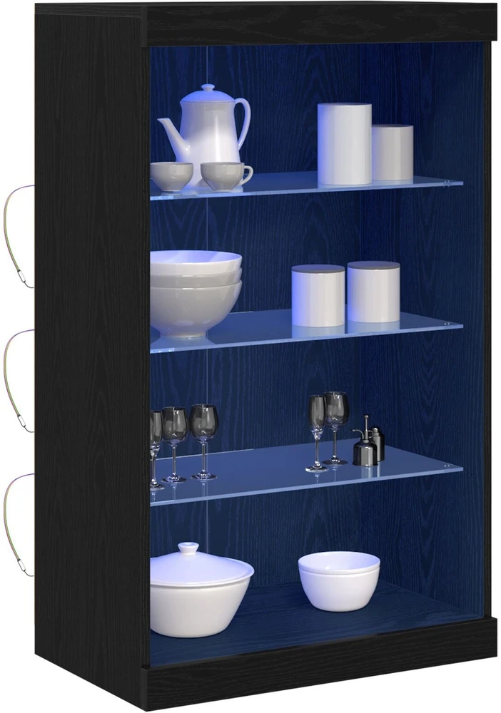 LED Bufetas Juodas ąžuolas 60,5 x 37 x 100 cm Apdirbta mediena
