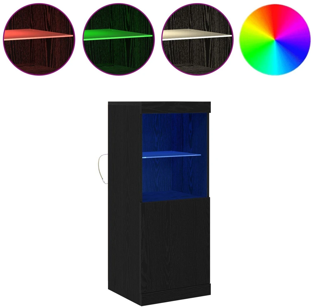 LED Bufetas Juodas ąžuolas 41 x 37 x 100 cm Apdirbta mediena