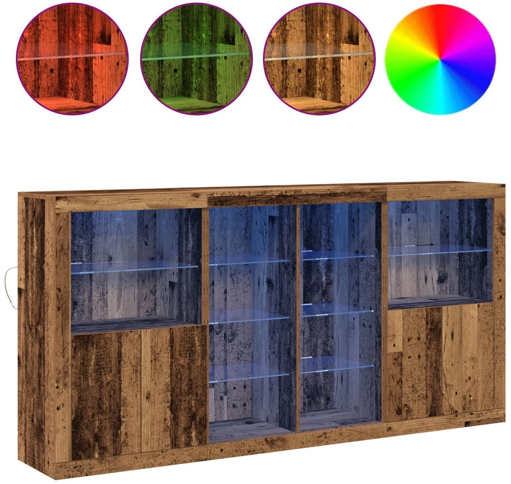 LED Bufetas 3 vnt. Senas medis 202 x 37 x 100 cm