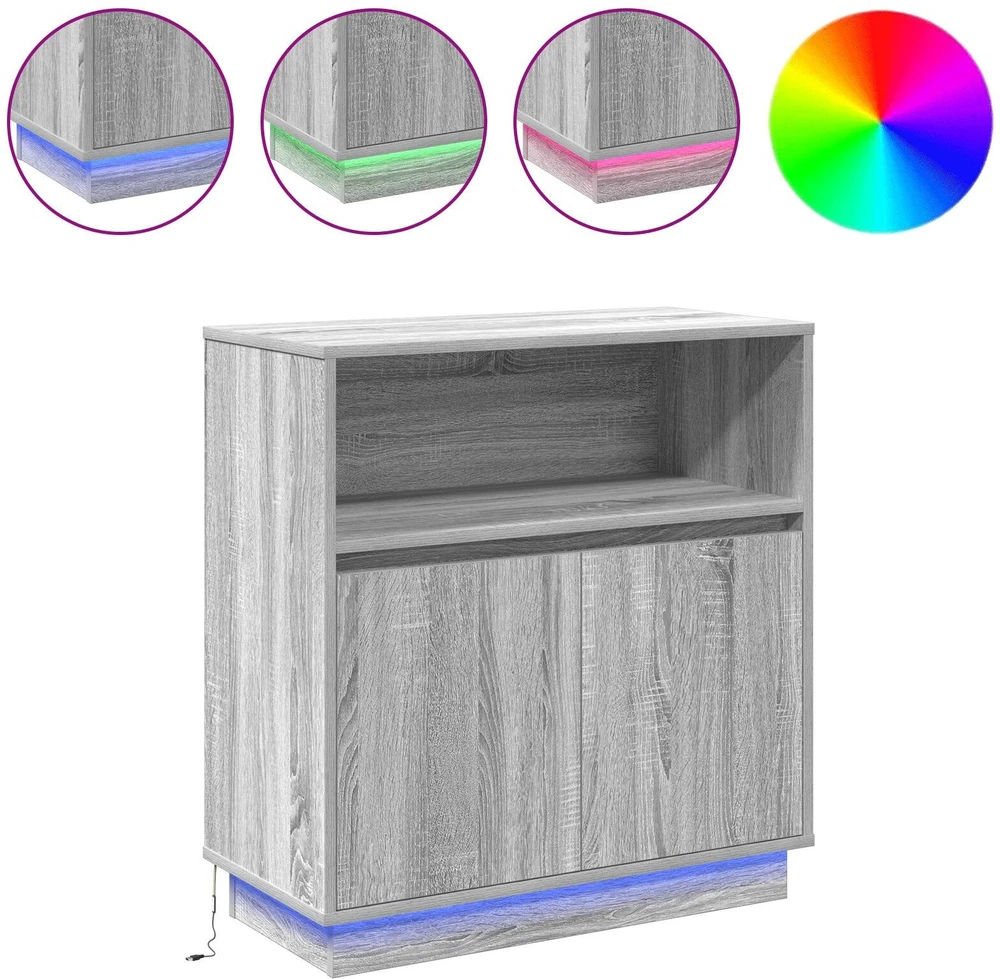 LED Bufetas Pilkas Sonoma 71 x 34,5 x 75 cm Apdirbta mediena