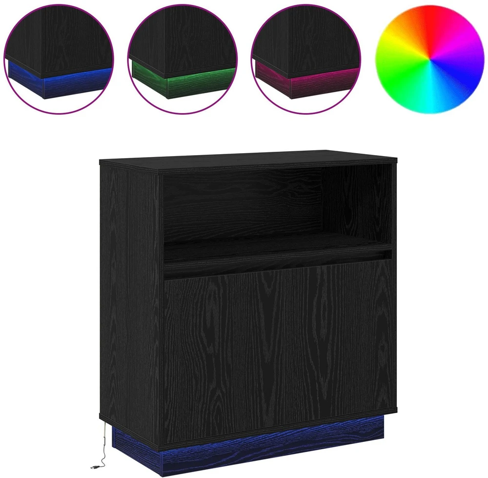 LED Bufetas Juodas ąžuolas 71 x 34,5 x 75 cm Apdirbta mediena