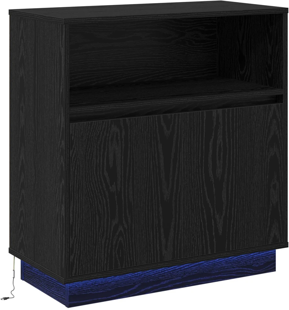 LED Bufetas Juodas ąžuolas 71 x 34,5 x 75 cm Apdirbta mediena