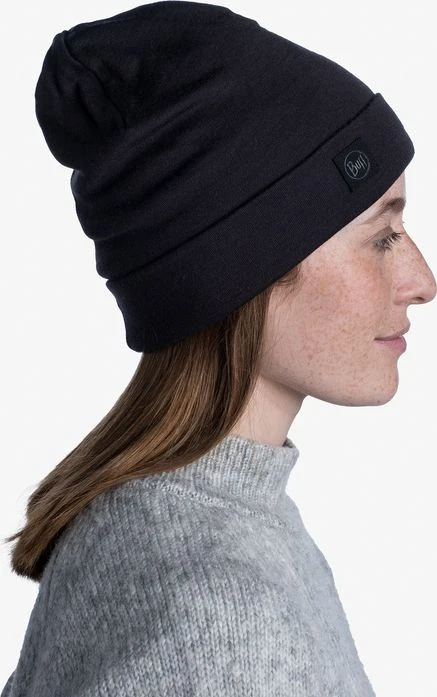 Buff Heavyweight merino vilnos kepurė Laisva žieminė kepurė - Juodas