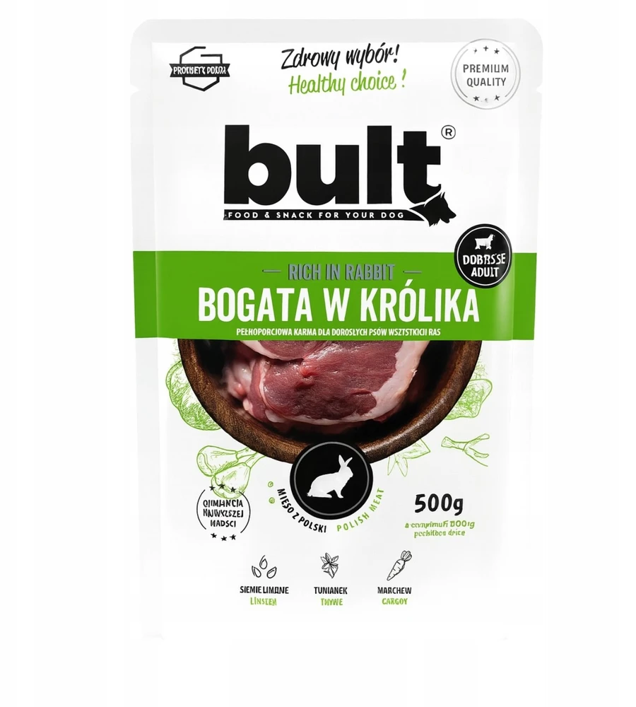 Šunų maistas - BULT Rich in triušiena šlapias maistas 500g be glitimo