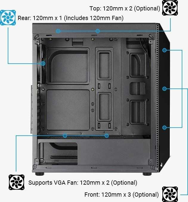Korpusas Aerocool PGS SHARD RGB AEROPGSSHARDRGB-BK (ATX, Micro ATX, Mini ATX, juodos spalvos)