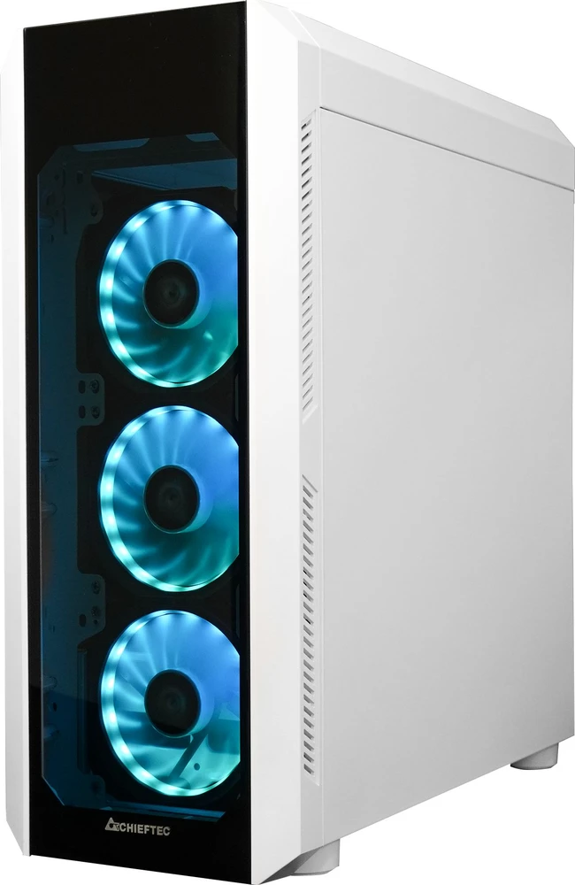 CHIEFTEC Scorpion 3 Baltas leidimo ATX žaidimai su 4x120 A-RGB ventiliatoriumi 2 grūdinto stiklo šonuose ir priekyje