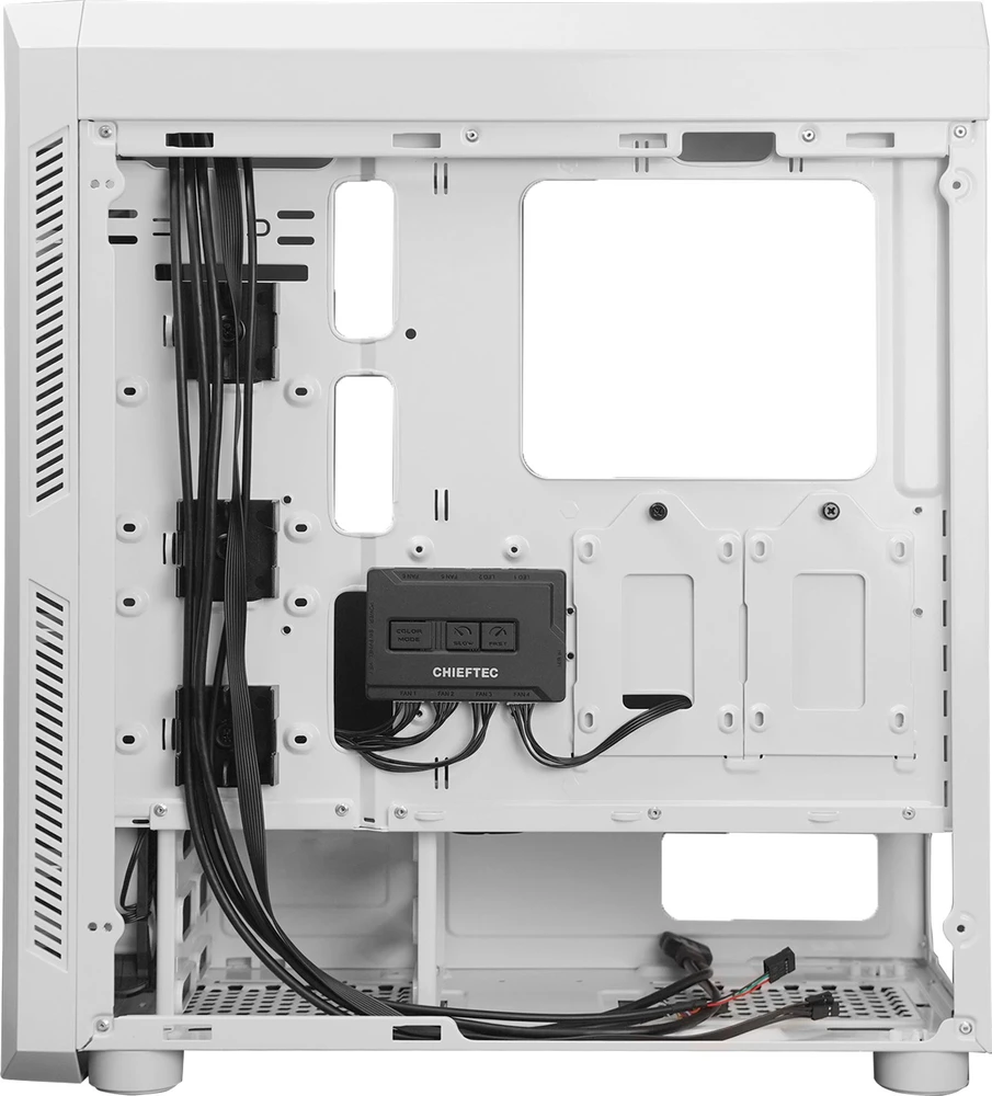 CHIEFTEC Scorpion 3 Baltas leidimo ATX žaidimai su 4x120 A-RGB ventiliatoriumi 2 grūdinto stiklo šonuose ir priekyje