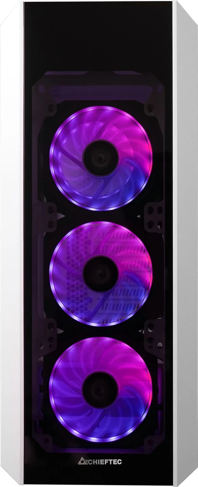 CHIEFTEC Scorpion 3 Baltas leidimo ATX žaidimai su 4x120 A-RGB ventiliatoriumi 2 grūdinto stiklo šonuose ir priekyje