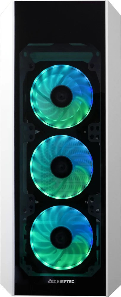 CHIEFTEC Scorpion 3 Baltas leidimo ATX žaidimai su 4x120 A-RGB ventiliatoriumi 2 grūdinto stiklo šonuose ir priekyje